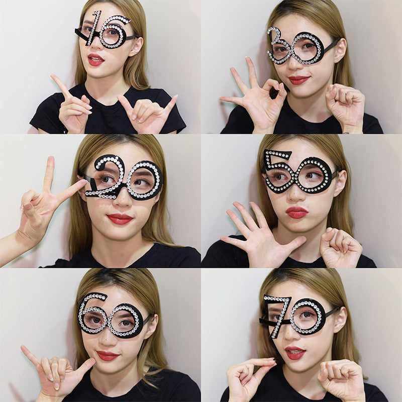 Novelty Number Birthday Glasses for Party Decorations