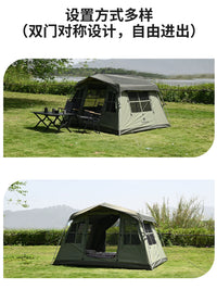 3-4 Person TC Polycotton Cabin Tent for Camping, Portable Waterproof Family Tent