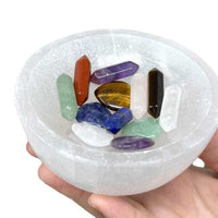 Natural Moroccan Selenite Round Bowl for Crystal Cleansing and Home Decor