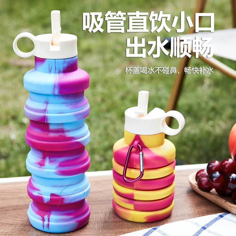 Collapsible Silicone Water Bottle for Outdoor Sports, Cycling, Running, Travel, and Fitness
