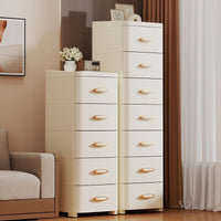 Slim Gap Storage Cabinet with Drawers, Multi-layer Movable Kitchen Shelf Unit, 20-52cm Width