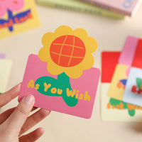 Cartoon Little Red Flower Pop-Up Greeting Card for Valentine's Day, Birthdays, and Special Occasions