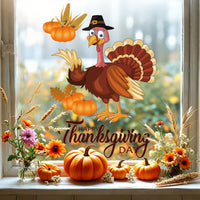 Thanksgiving Turkey Window Clings Autumn Harvest Party Decor Static Stickers