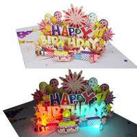 3D Pop-Up Musical Birthday Card with Lights, DIY Handmade Paper Sculpture Greeting Card