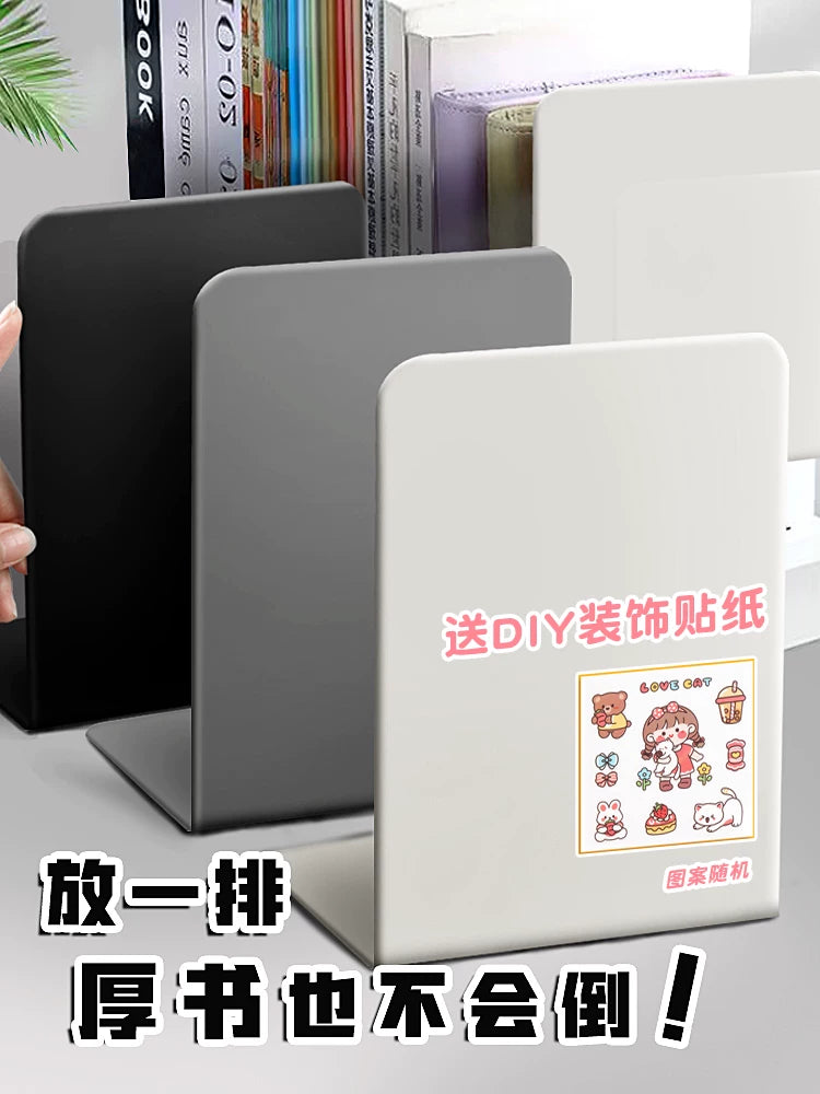 Retractable Metal Bookends for Desk Organization, Heavy-Duty Book Holder for Students and Office