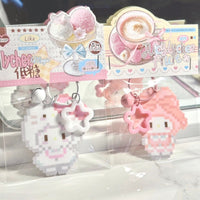 Cute Pixel Cat Bell Acrylic Keychain for Bags and Gifts