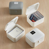 Japanese Style Minimalist Portable Storage Box with Lid for Charger Data Cable Desktop Drawer Small Items Organizer