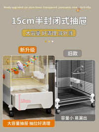 Large Parrot Cage with Splash Guard, Breeding Box and Storage Options