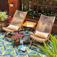 Outdoor Patio Rattan Lounge Chair with Ottoman or Side Table, Foldable Recliner for Sunbathing and Relaxation