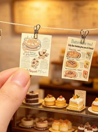 Miniature Dollhouse Wall Decor Cards with Clips and Rope for Dollhouse Scenes