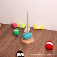Wooden Thread Spool Holder Yarn Storage Rack Multi-purpose Kitchen Paper Towel Roll Holder Solid Wood Organizer