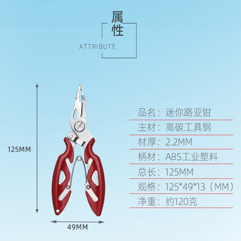 Stainless Steel Fishing Pliers with Lanyard, Small Multi-function Fishing Line Cutter with Lock, Hook Remover for Outdoor Fishing