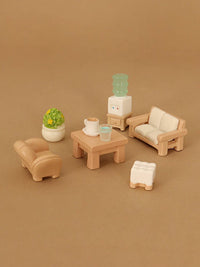 Dollhouse Miniature Cartoon Furniture Set - Bed, Table, Sofa, Cabinet Decor
