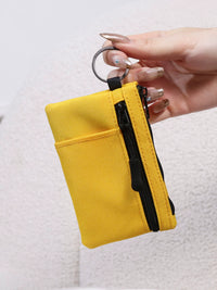 Canvas Coin Purse with Zipper and Keychain, Portable Mini Wallet for Sports and Everyday Use