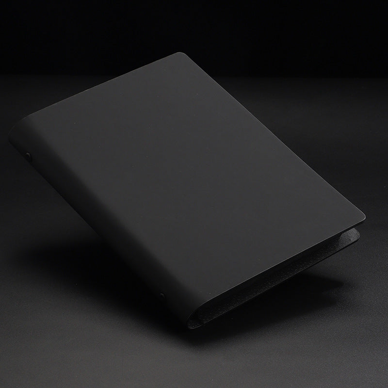 A5 PU Leather Loose-Leaf Notebook with Black Cardboard Pages, Creative Business Organizer