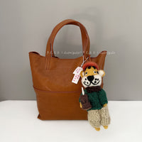 Handmade Felt Coffee Tiger Keychain Bag Charm Car Hanging Ornament