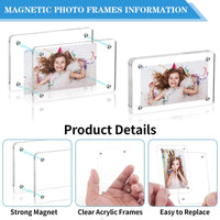 Magnetic Acrylic Photo Frame for Instant Photos and Refrigerator Display, 6x9cm