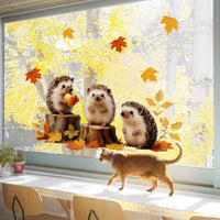Thanksgiving Hedgehog Static Cling Window Decals for Autumn Decor