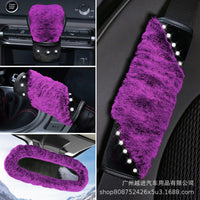 Cute Korean Style Car Interior Decor Set for Women - Handbrake Cover, Gear Shift Cover, Seatbelt Pads