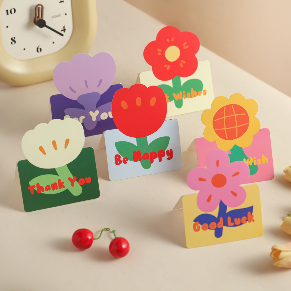 Cartoon Little Red Flower Pop-Up Greeting Card for Valentine's Day, Birthdays, and Special Occasions