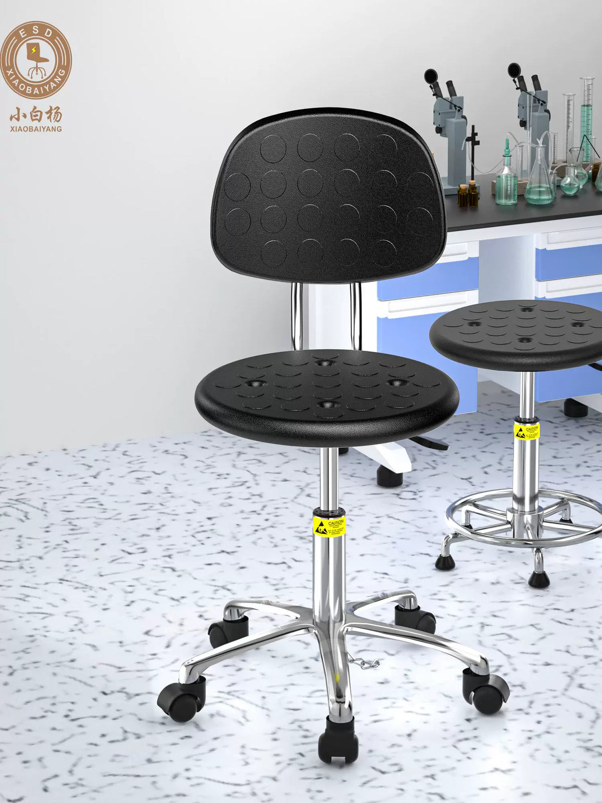 Anti-Static Adjustable Swivel Stool for Lab, Workshop, and Office