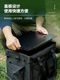 Outdoor Camping Storage Box with Lid and Tabletop, Multi-functional Gas Tank Table Board, Light Stand Compatible