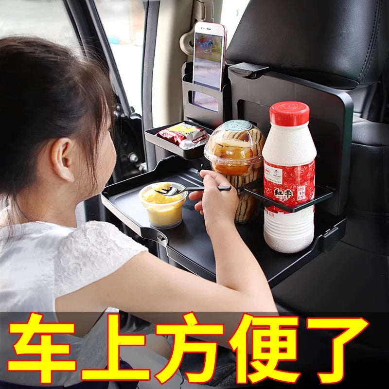 Car Seat Back Foldable Tray Table with Storage Box for Laptop and Dining