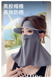 开车防晒带帽檐一体全脸遮阳防晒口罩户外防紫外线护颈脸基尼面罩