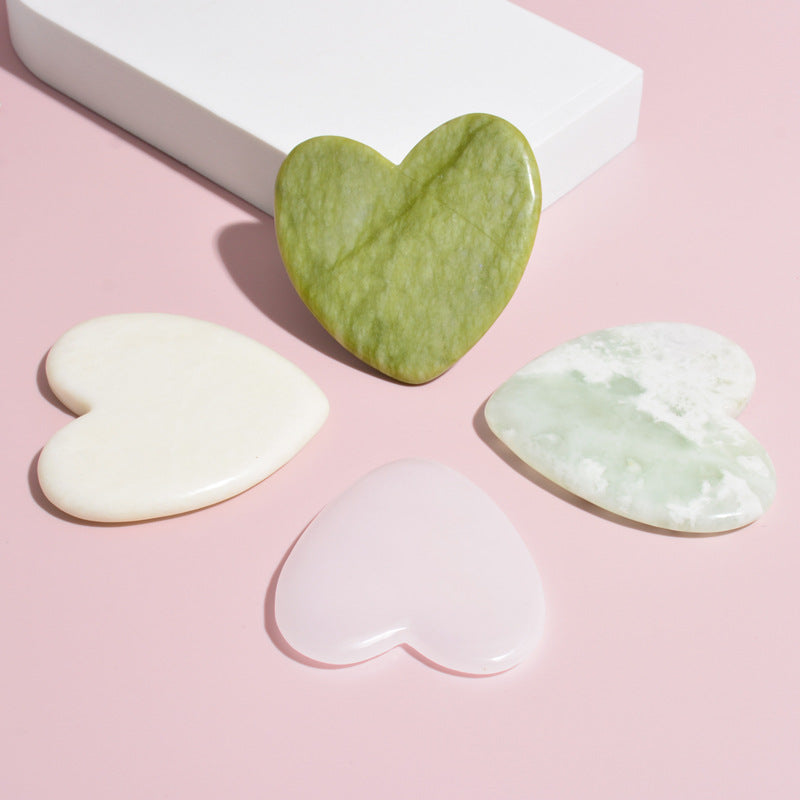 Heart-Shaped Jade Gua Sha Board for Facial Massage