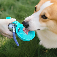 Portable 304 Stainless Steel Pet Water Bottle with Hook and Foldable Bowl for Dogs