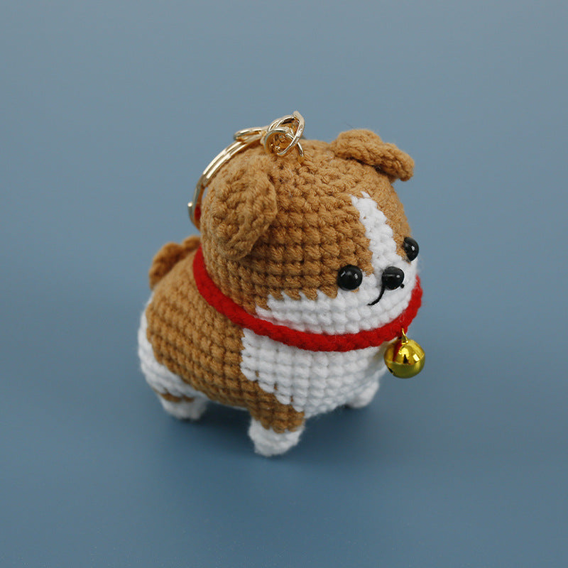 Hand-Knitted Corgi Dog Keychain Charm
