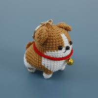 Hand-Knitted Corgi Dog Keychain Charm