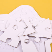 DIY White Cardboard Jigsaw Puzzles for Kids, Paintable Educational Toy, Irregular Shapes