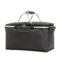 Foldable Oxford Cloth Insulated Picnic Basket with Wheels, Large Capacity Cooler Bag for Outdoor Activities