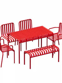 Nordic Wrought Iron Outdoor Patio Dining Set with Backrest Garden Bench
