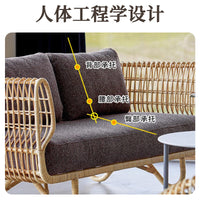 Outdoor Patio Wicker Sofa Villa Waterproof Sunscreen Outdoor Sofa Modern Leisure Rattan Furniture