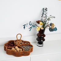 Heart-Shaped Woven Storage Basket with Handle, Divided Snack & Dried Fruit Organizer