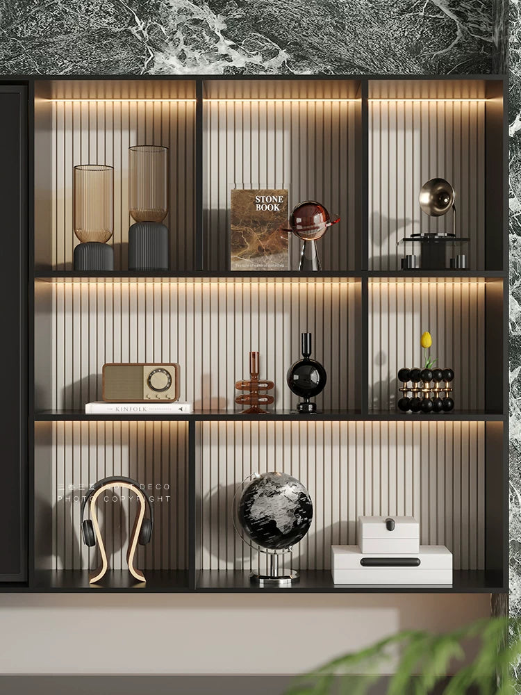 Modern Light Luxury High-End Living Room TV Cabinet Background Wall Niche Ornament Premium Wine Cabinet Open Shelf Soft Decoration