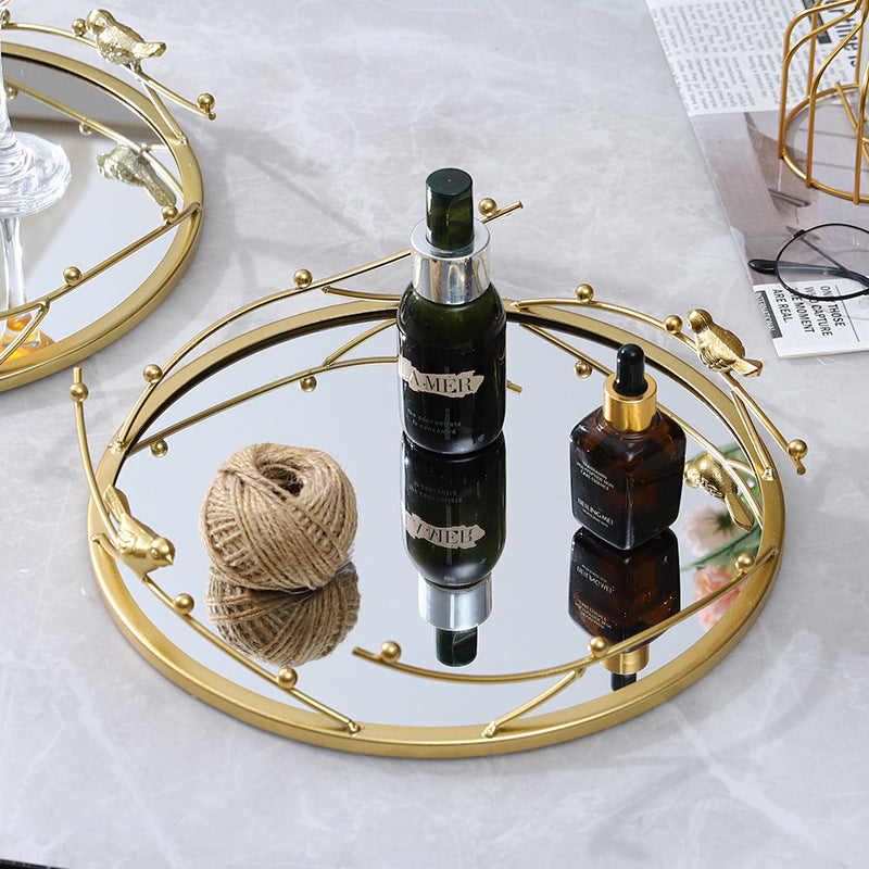 Luxury Iron Art Mirrored Tray for Snacks, Keys, and Decorative Display