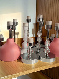E27 White Painted Metal Straight Rod Table Lamp Base with Touch Control