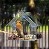 Outdoor Window Bird Feeder with Suction Cups, Rainproof Hanging Bird Feeder for Balcony and High-Rise Windows