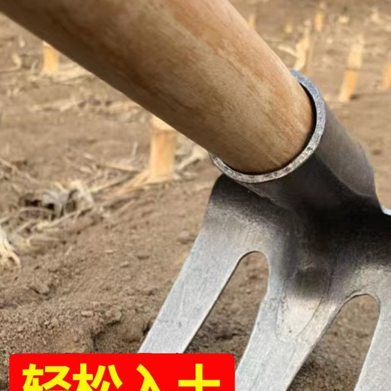 Hardened Manganese Steel 3-Tine Rake for Gardening and Weeding