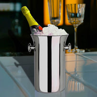 German Stainless Steel Double-Layer Ice Bucket with Tongs for Champagne Wine