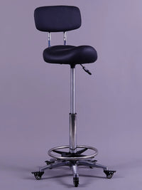 Ergonomic Saddle Stool with Backrest, Swivel Wheels, and Adjustable Height for Salon, Spa, and Medical Use