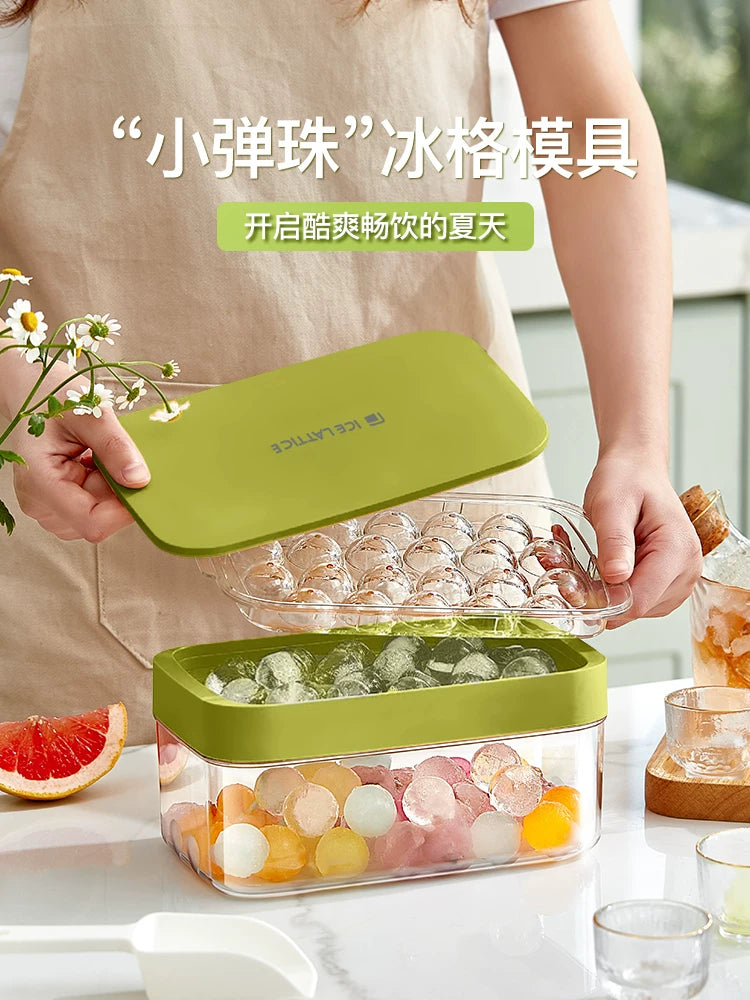 Household Ice Cube Mold with Lid, Food-Grade Ice Ball Maker and Storage Box, Ice Tray for Freezing Ice Cubes