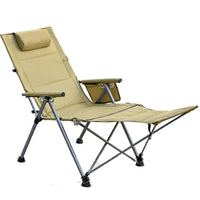 Folding Recliner Chair with Armrests, Padded High-Back for Camping & Beach