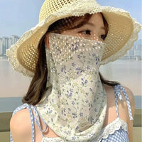 Summer UV Protection Neck Gaiter Face Mask for Women, Breathable Ice Silk Sunscreen Scarf