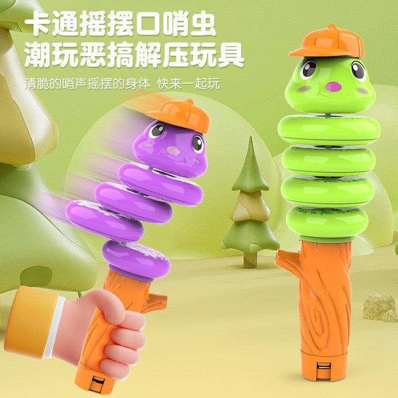 Whistle Twisty Worm Balancing Spinning Toy for Kids