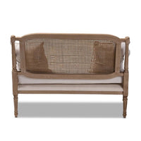 French Solid Wood Natural Rattan Double Sofa Vintage Single Leisure Chair for Living Room Hotel Villa Furniture