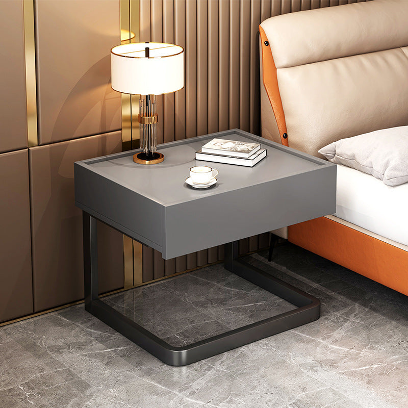 Bedside Table, Modern Minimalist Nightstand with Drawer, Italian Style Bedroom Furniture, Home Storage Shelf
